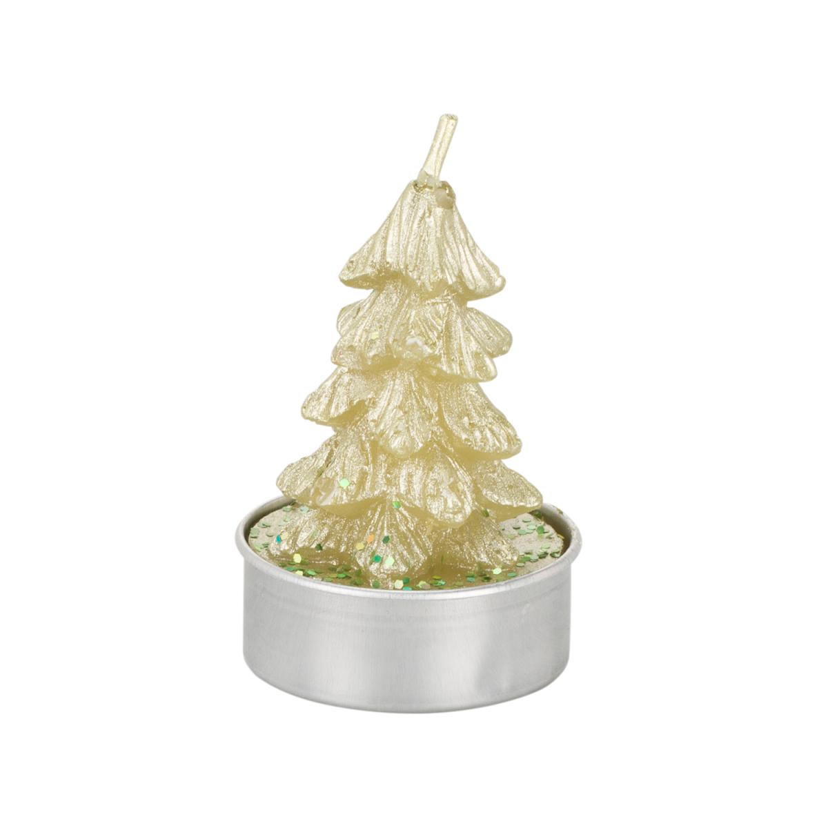Pack of 6 Glitter Tree Candles - Green – image 2