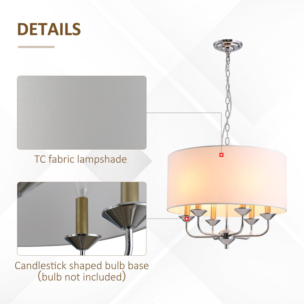 Modern Chandelier Candle Pendant Light Lampshades - White – image 2