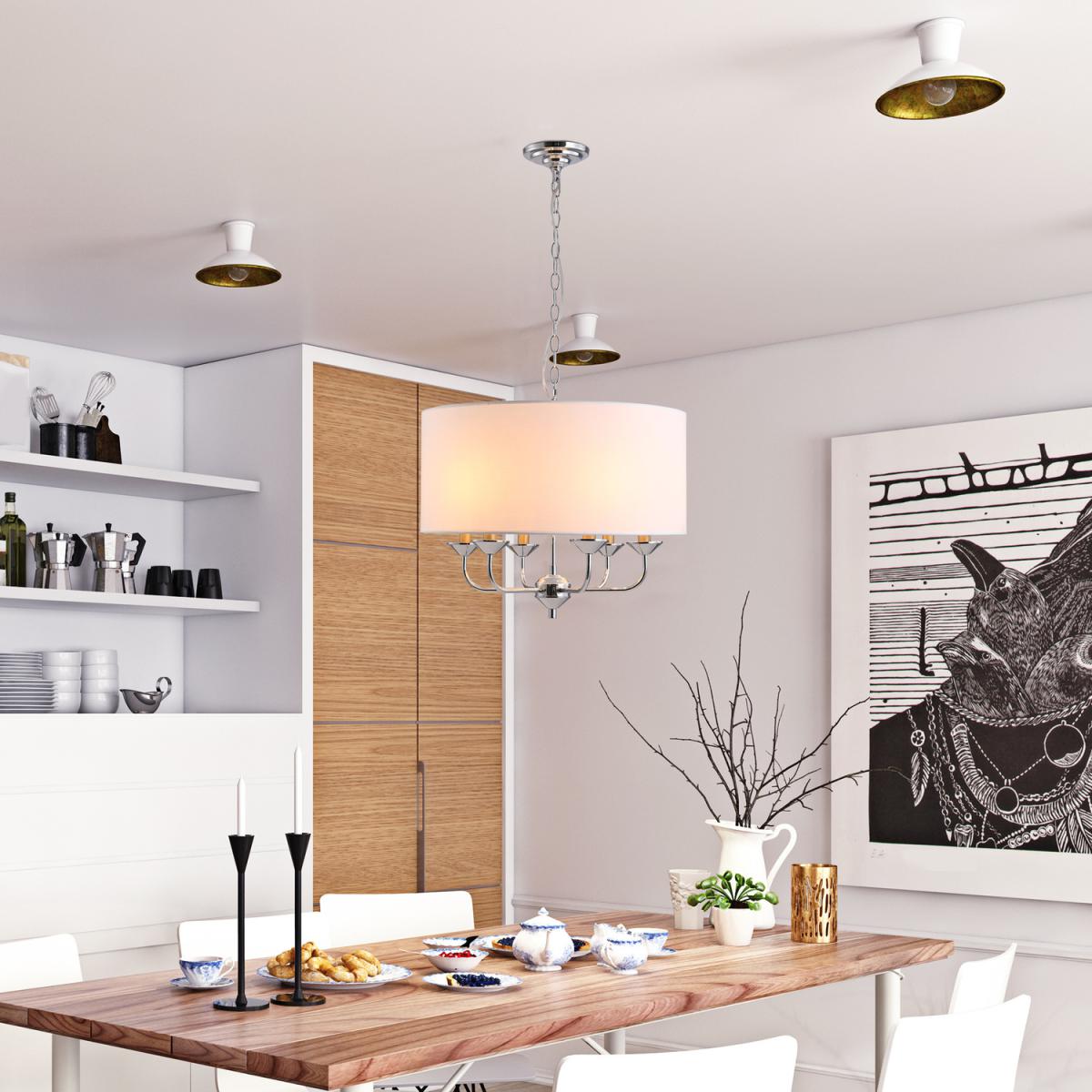 Modern Chandelier Candle Pendant Light Lampshades - White – image 6