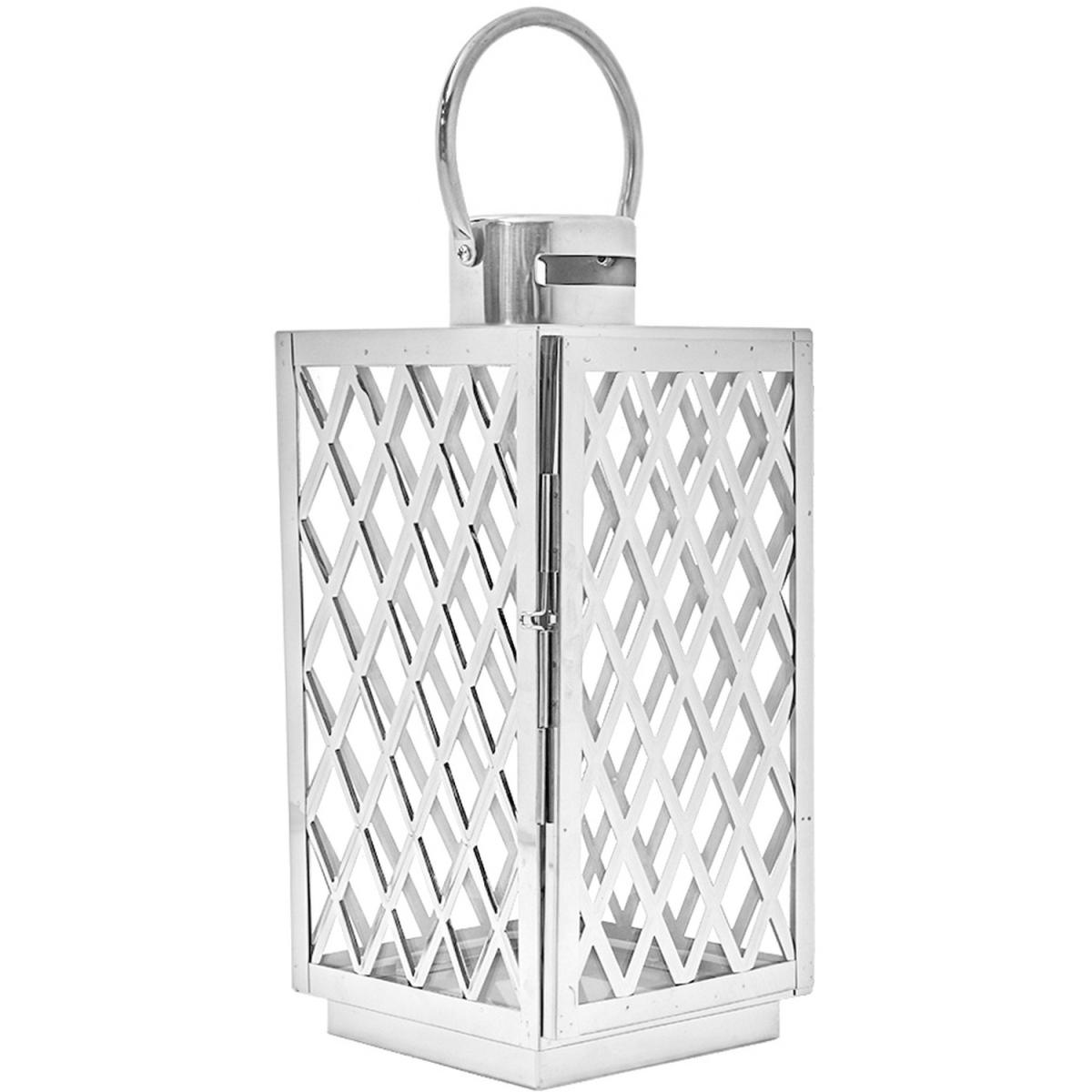 Metal Lantern Windproof Candle Holder - Silver / 17cm – image 2