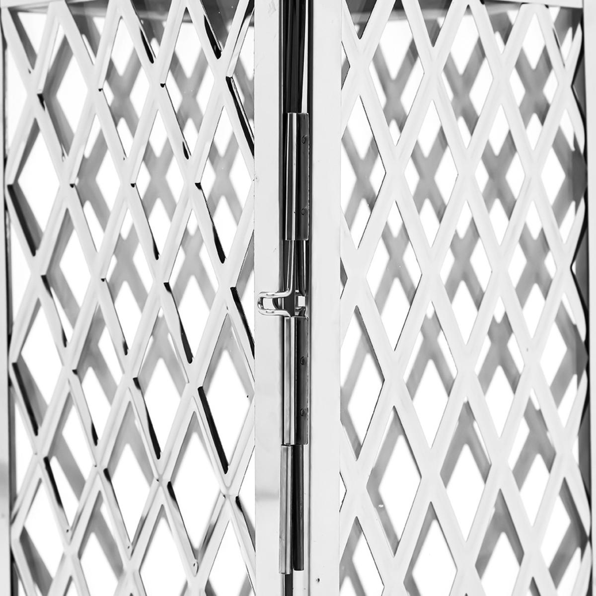 Metal Lantern Windproof Candle Holder - Silver / 17cm – image 3