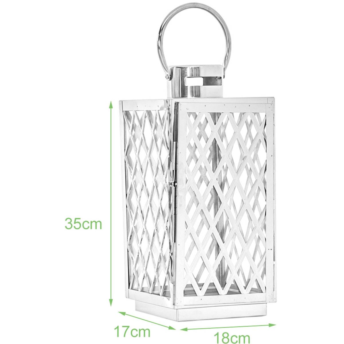 Metal Lantern Windproof Candle Holder - Silver / 17cm – image 5