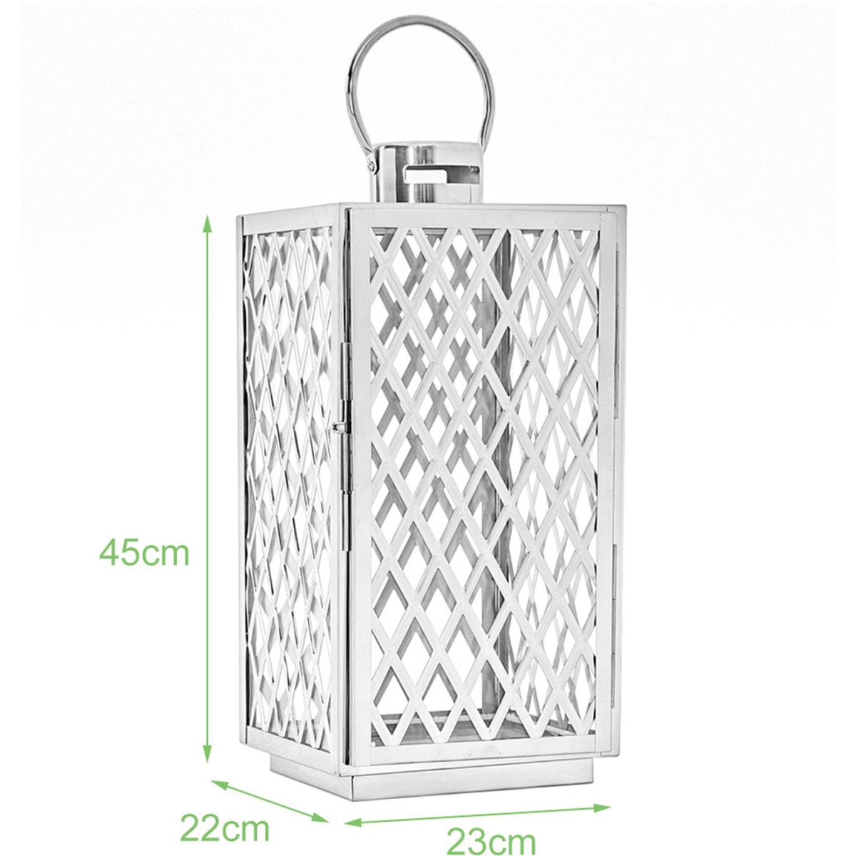 Metal Lantern Windproof Candle Holder - Silver / 17cm – image 7
