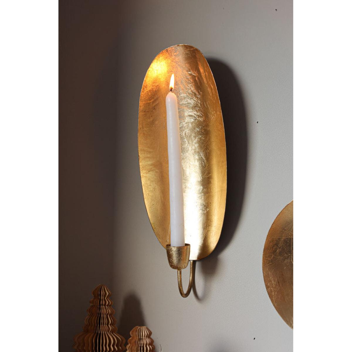 Oval Gold Leaf Candlestick Holder Wall Sconce – image 3