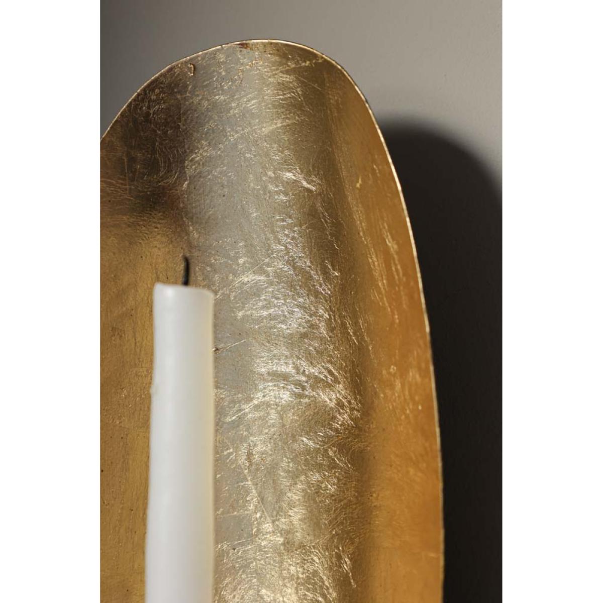 Oval Gold Leaf Candlestick Holder Wall Sconce – image 4