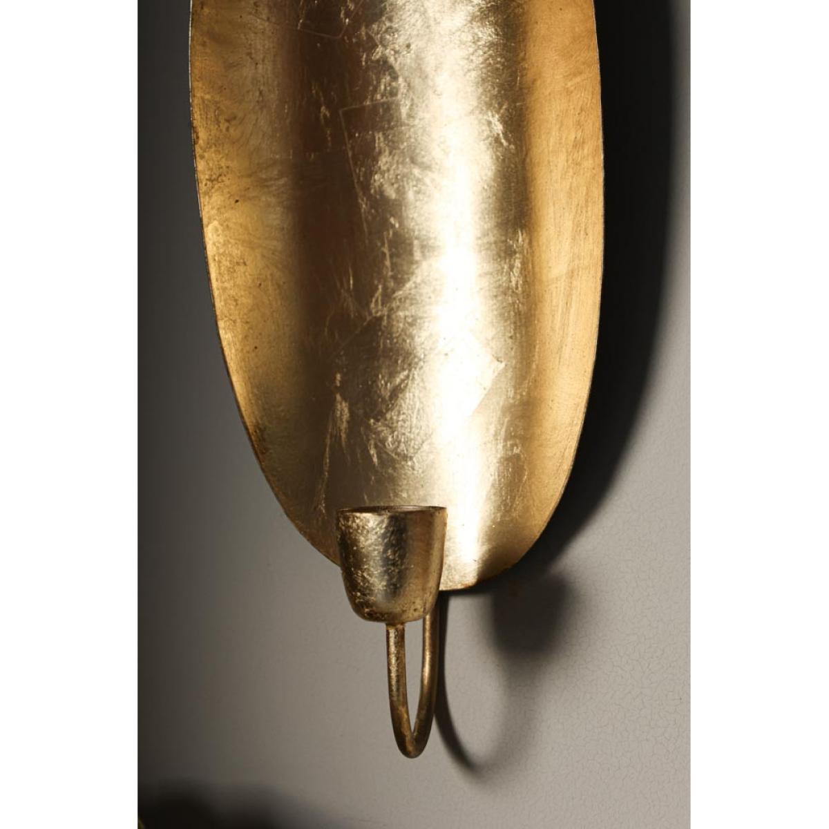 Oval Gold Leaf Candlestick Holder Wall Sconce – image 5