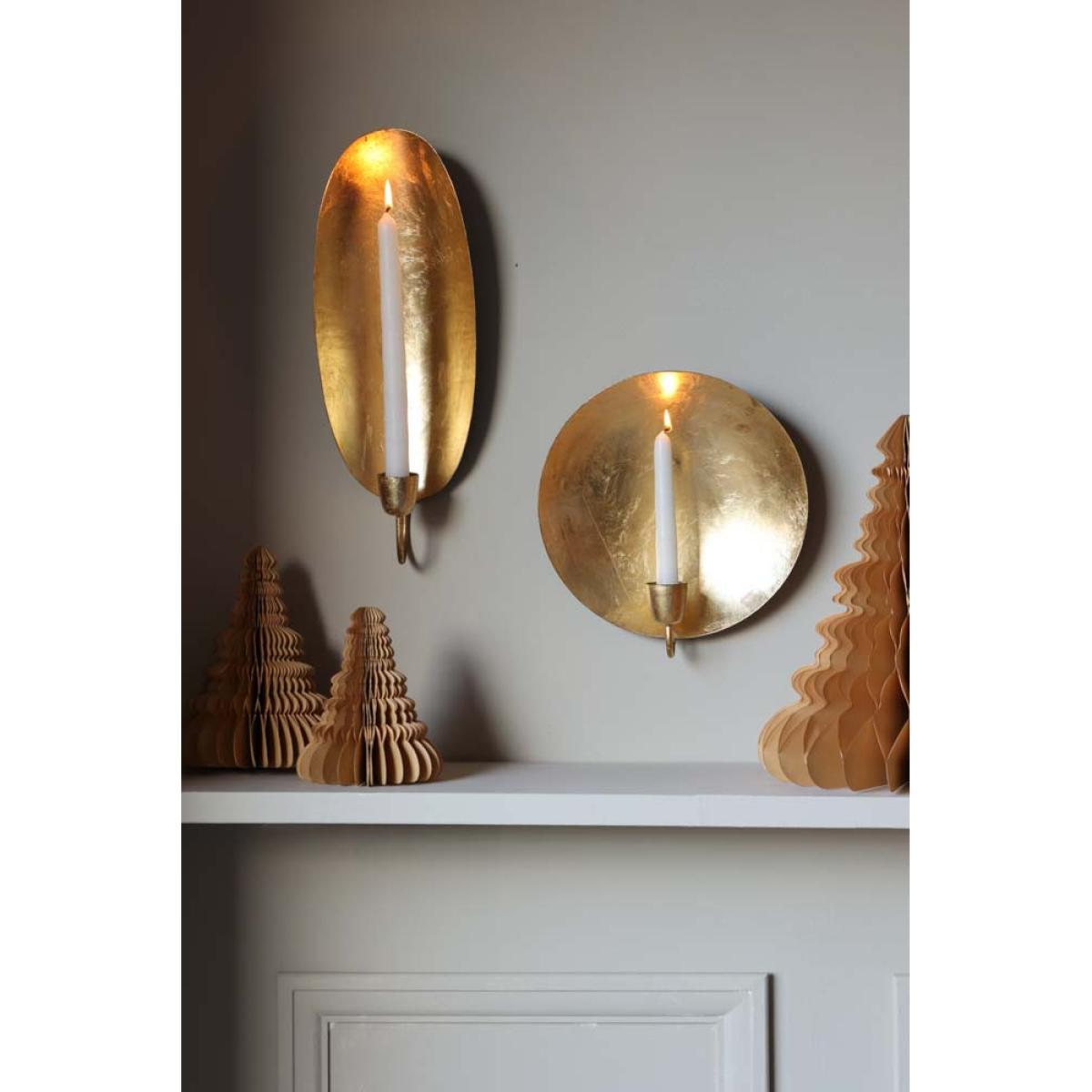 Oval Gold Leaf Candlestick Holder Wall Sconce – image 7