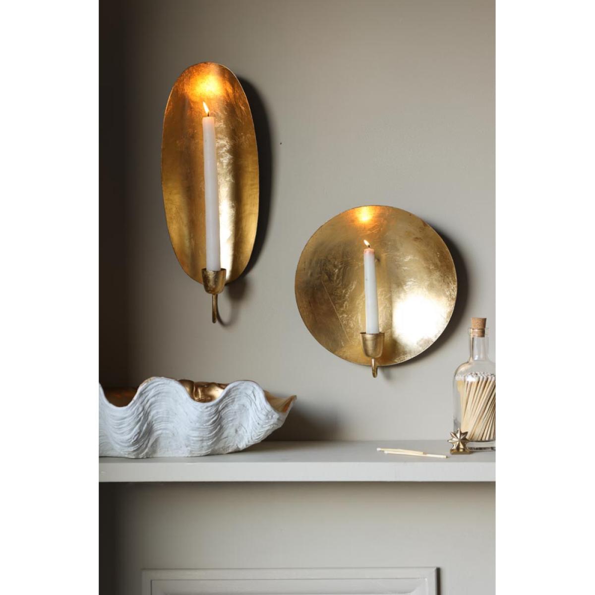 Oval Gold Leaf Candlestick Holder Wall Sconce – image 8