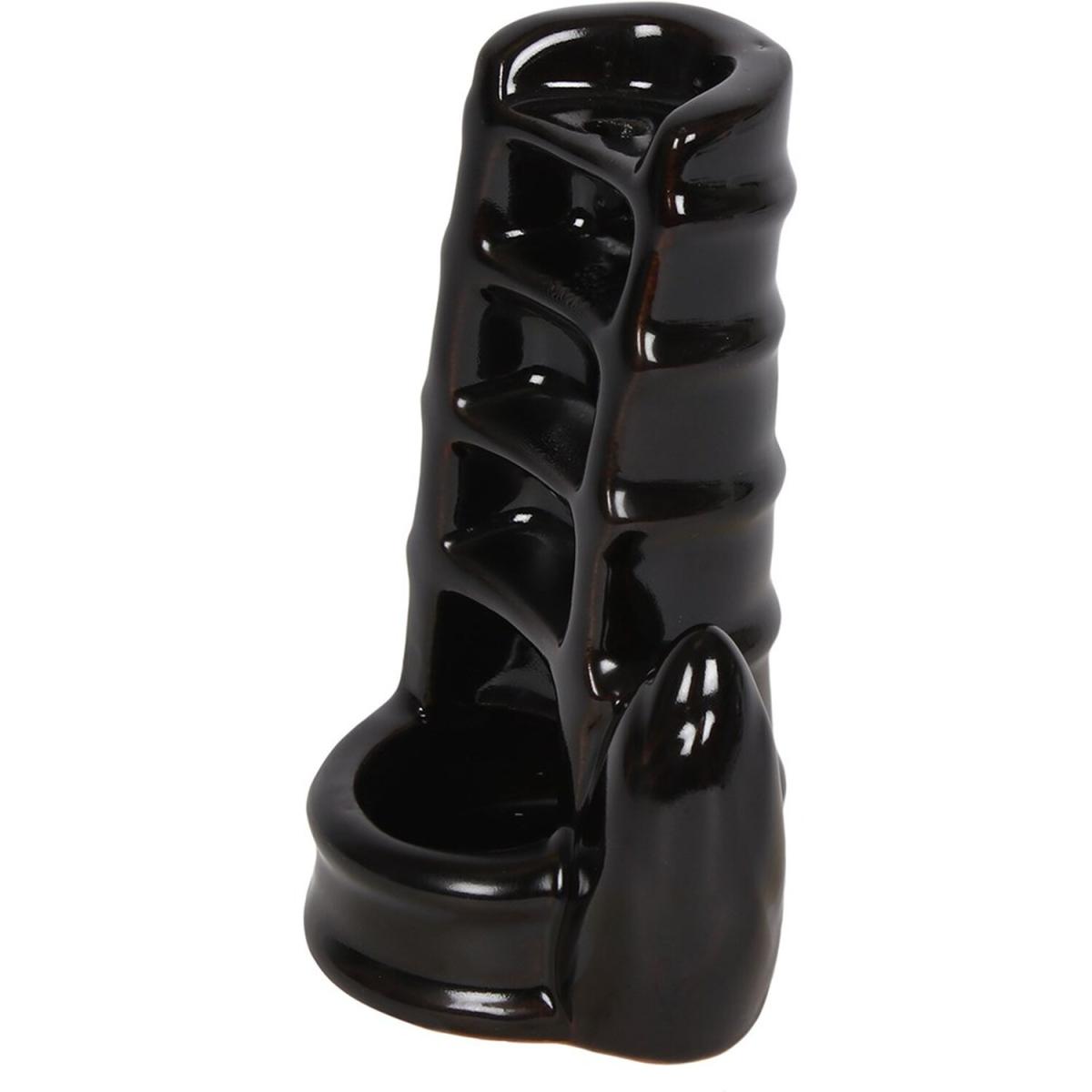 Ceramic Split Bamboo Fountain Backflow Incense Burner (Height) 12 cm - Black – image 4