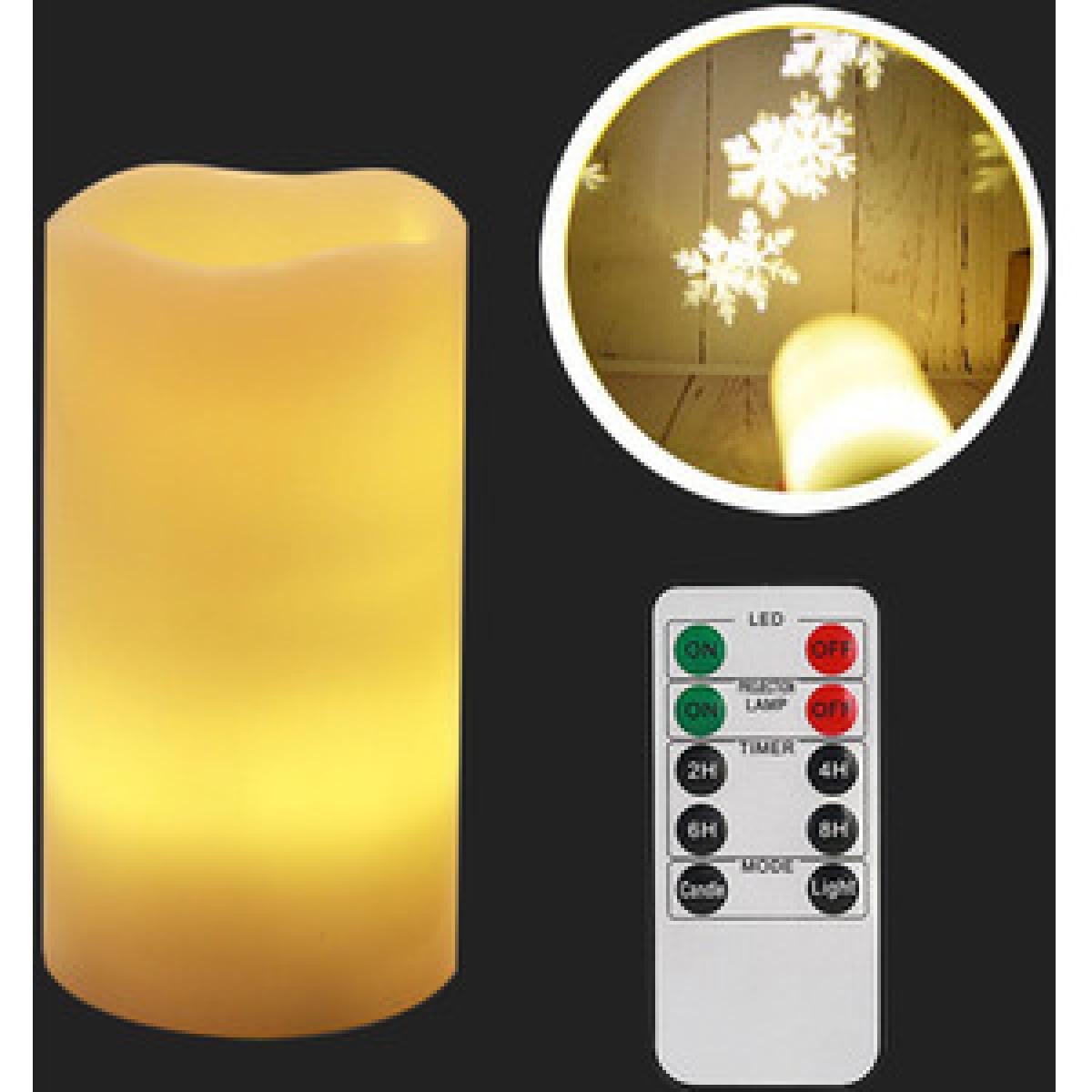 Flameless Candle Shape LED Snowflake Projector Light  - Beige – image 7