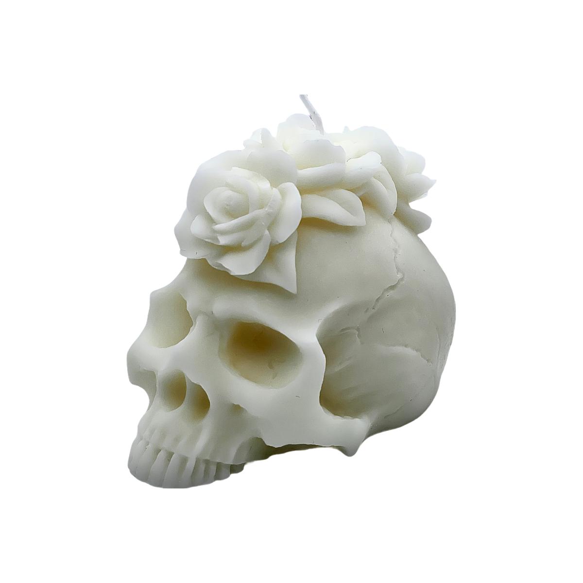 Rose Mohawk Skull Candle - Off White – image 1