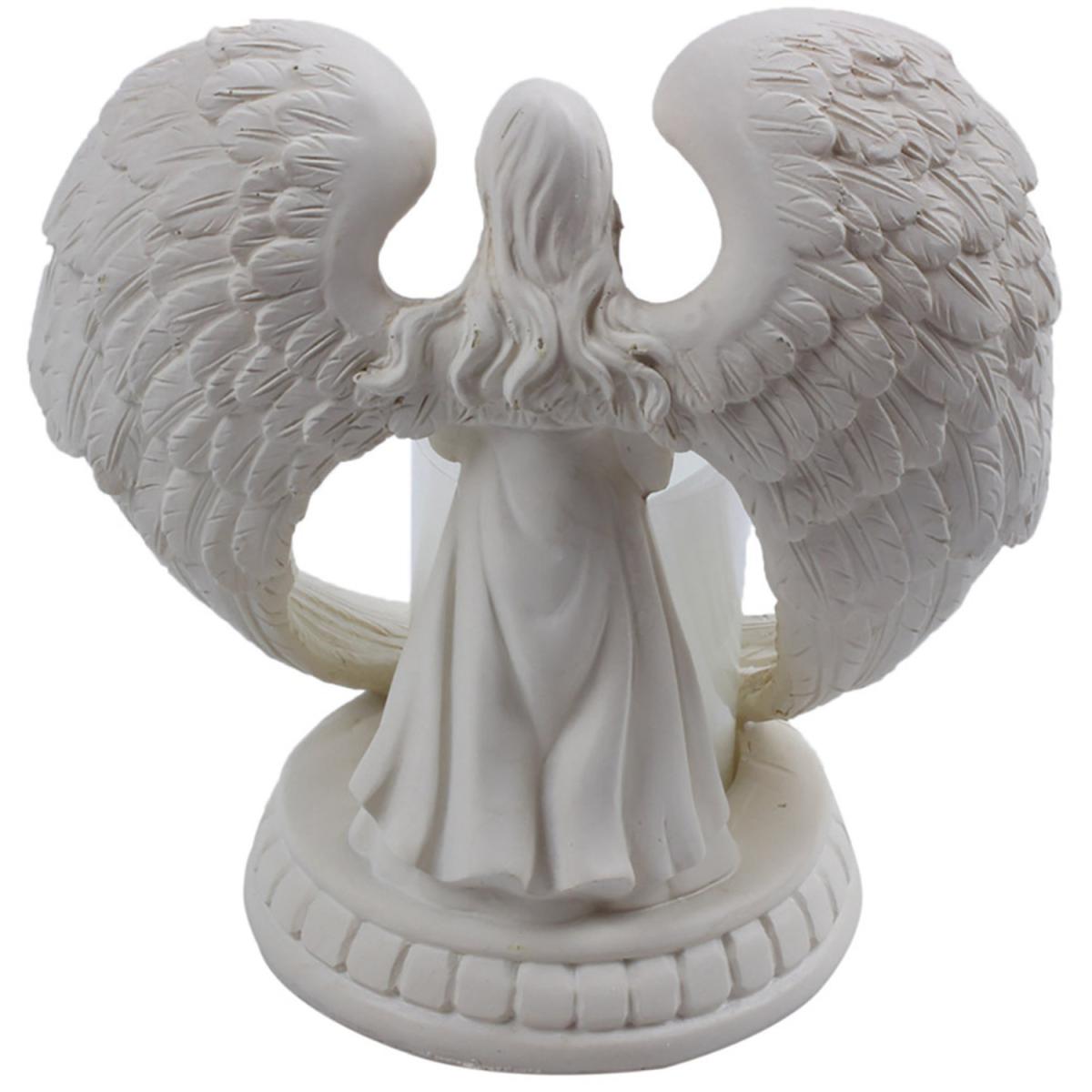 Decorative Winged Angel Memorial Tealight Candle Holder Statue with LED - White / 18*13*18CM – image 4