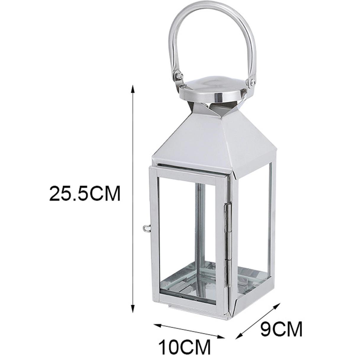 Silver Metallic Candle Lantern for Indoor Outdoor Decor - Silver – image 4
