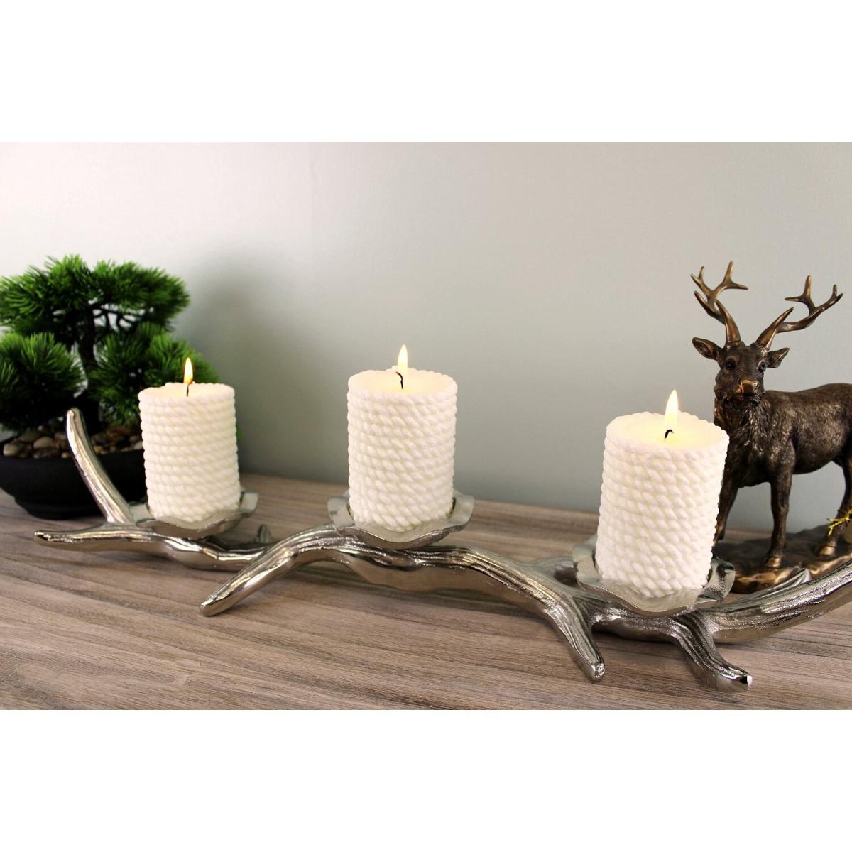 3 Piece Silver Metal Candle Holder - Silver – image 2