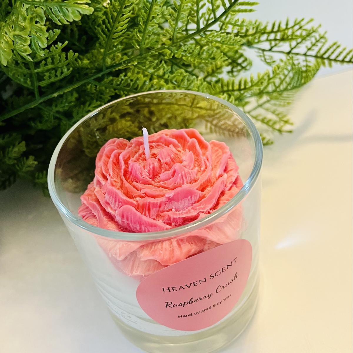 Raspberry Crush Soy Wax Candle - White/Pink – image 4