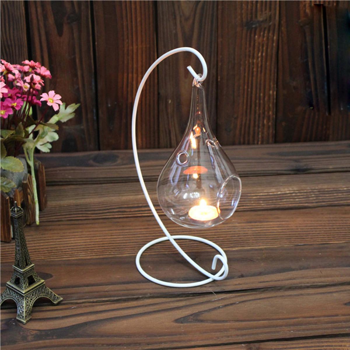 Transparent Glass Hurricane Tealight Candle Holder Tabletop Ornament Party Decor - Transparent – image 3