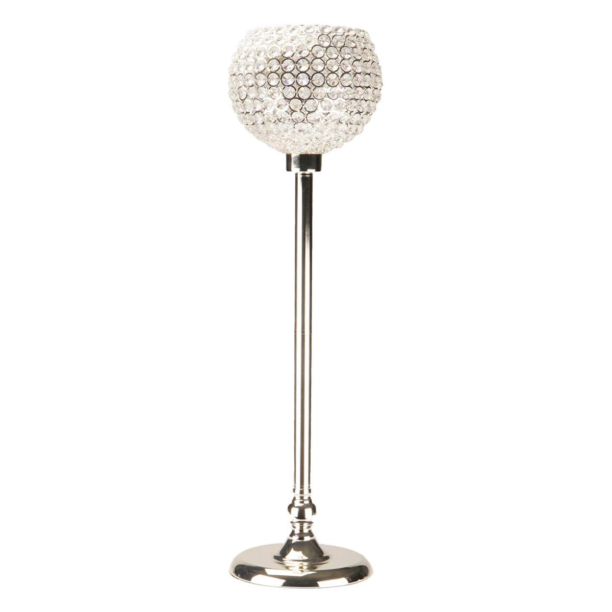 Tall Silver Crystal Tealight Holder – image 2