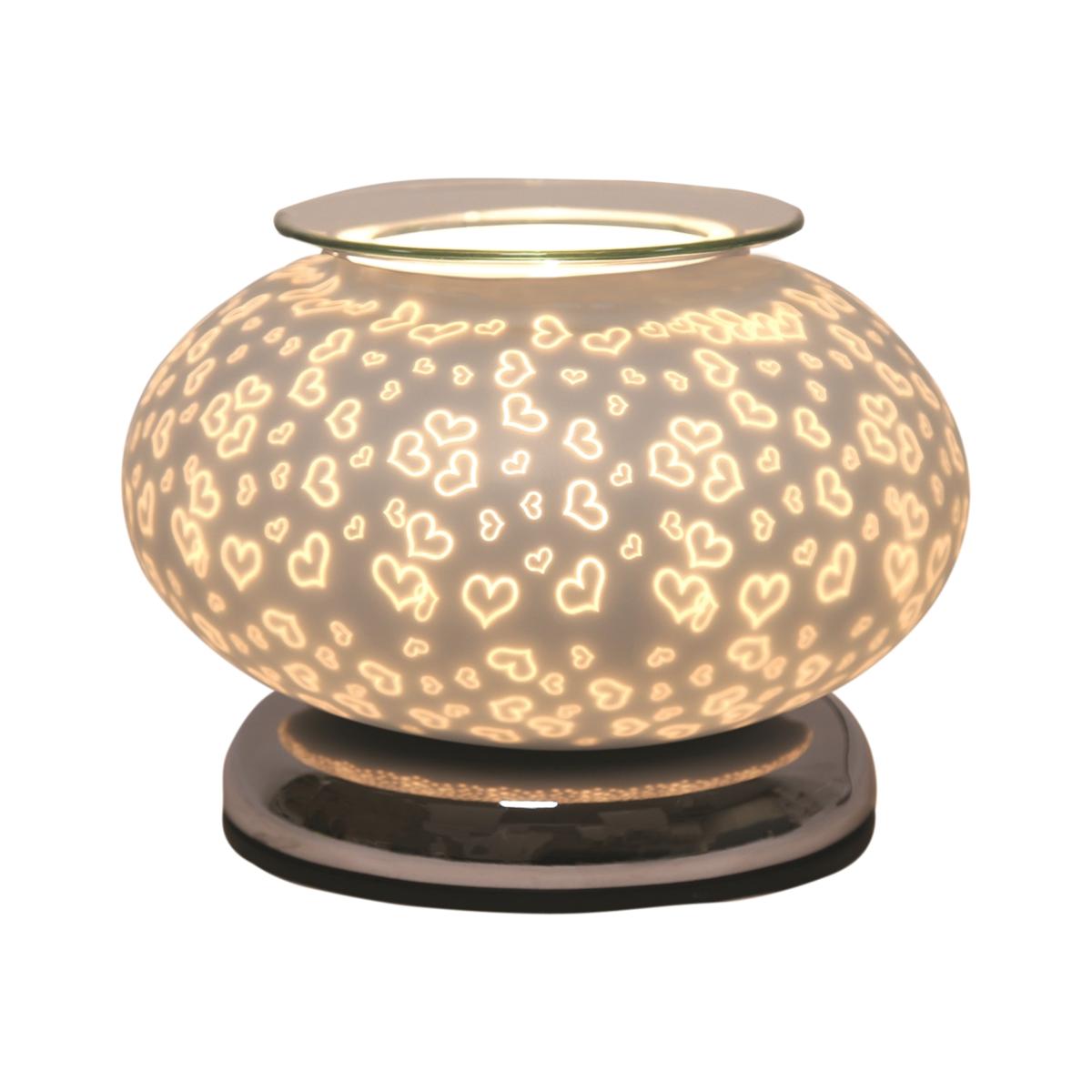 Touch Sensitive Wide Glass White Satin Aroma Lamp - White