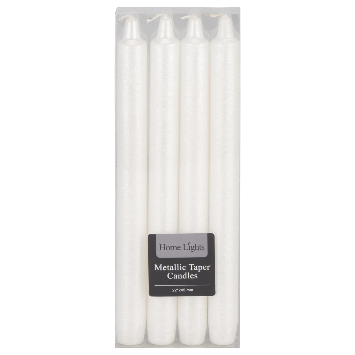 Pack of 4 Metallic Taper Candles - Silver – image 2