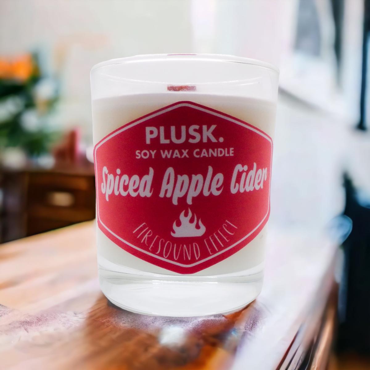 Spiced Apple Cider Soy Wax Candle with Wooden Wick and Firesound Effect - White – image 2