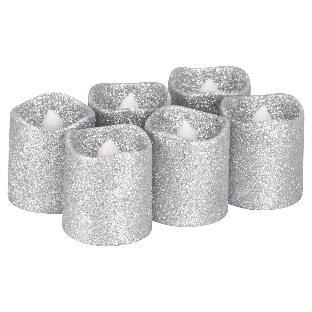 Pack of 6 Glitter LED Votives - Champagne – image 2