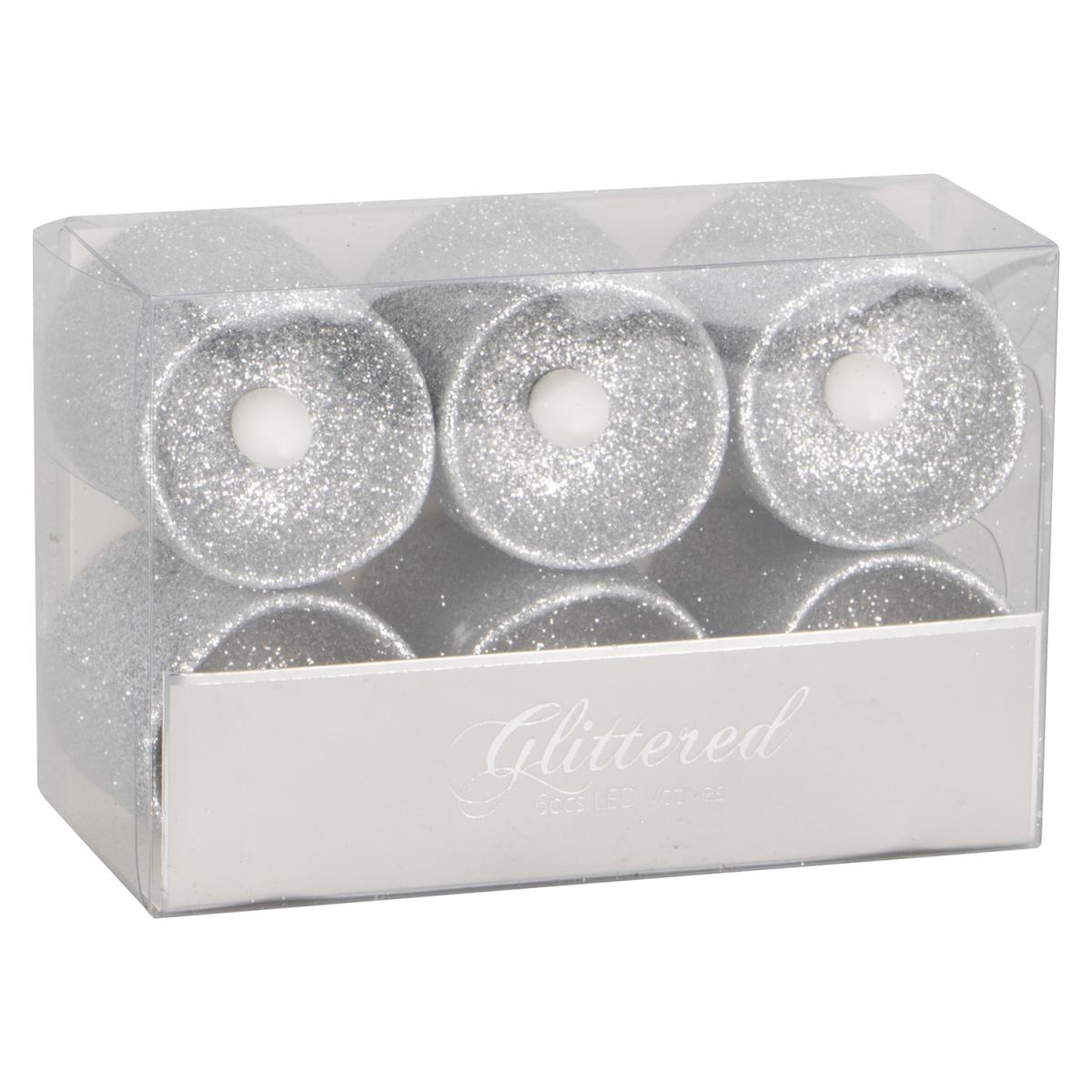 Pack of 6 Glitter LED Votives - Champagne – image 3