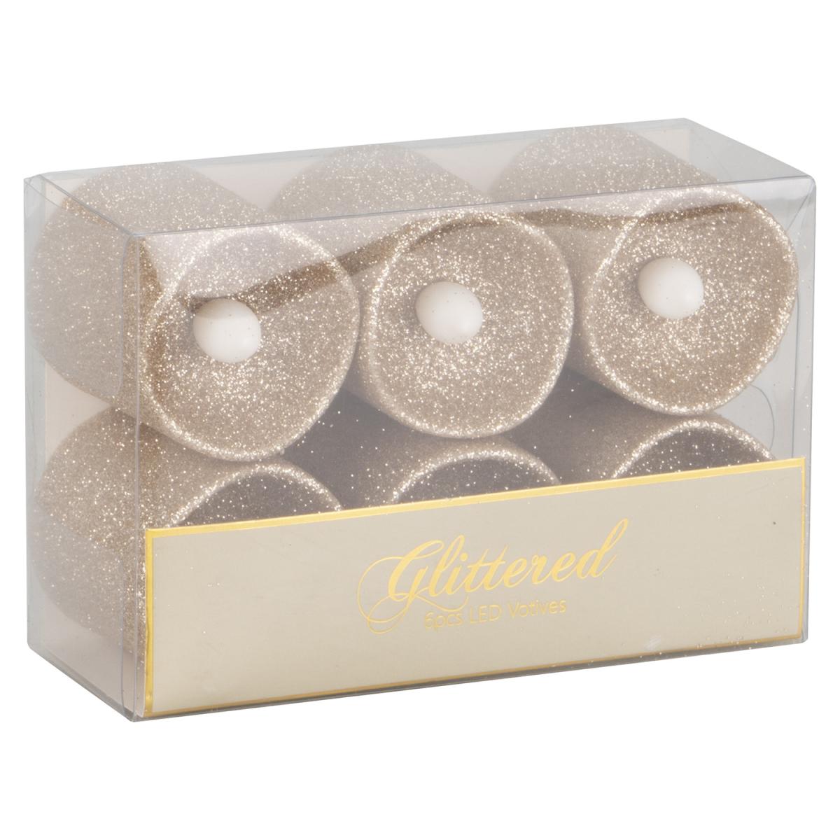 Pack of 6 Glitter LED Votives - Champagne – image 4