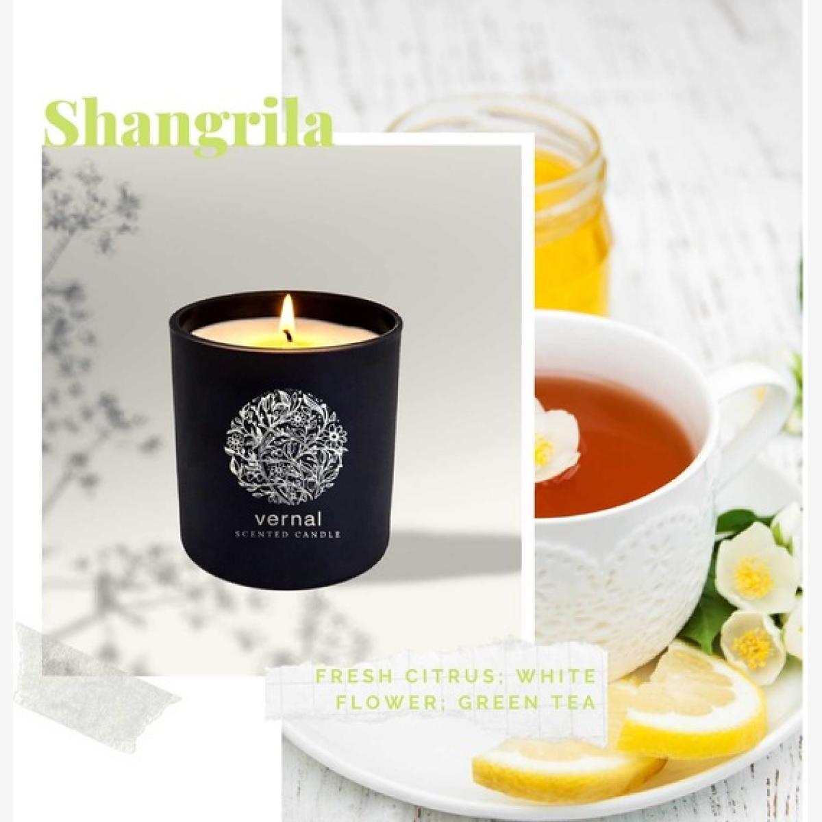 Vernal Shangrila Scented Candle - White Flower & Green Tea - Black – image 1