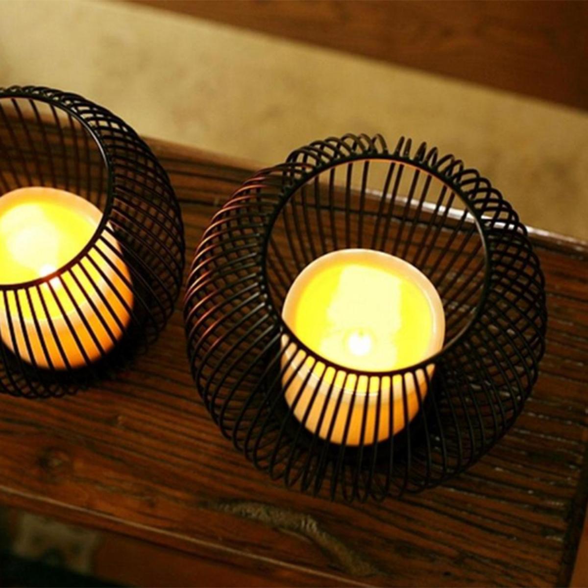 Modern Black Metal Wire Candle Holder - Black – image 5