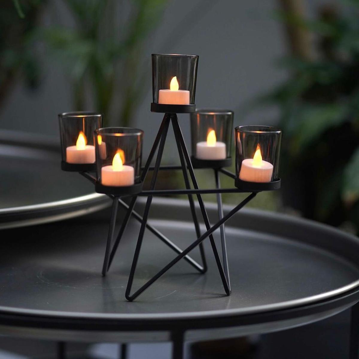 The Mia Black Metal 5 Tealight Holder - Black – image 2