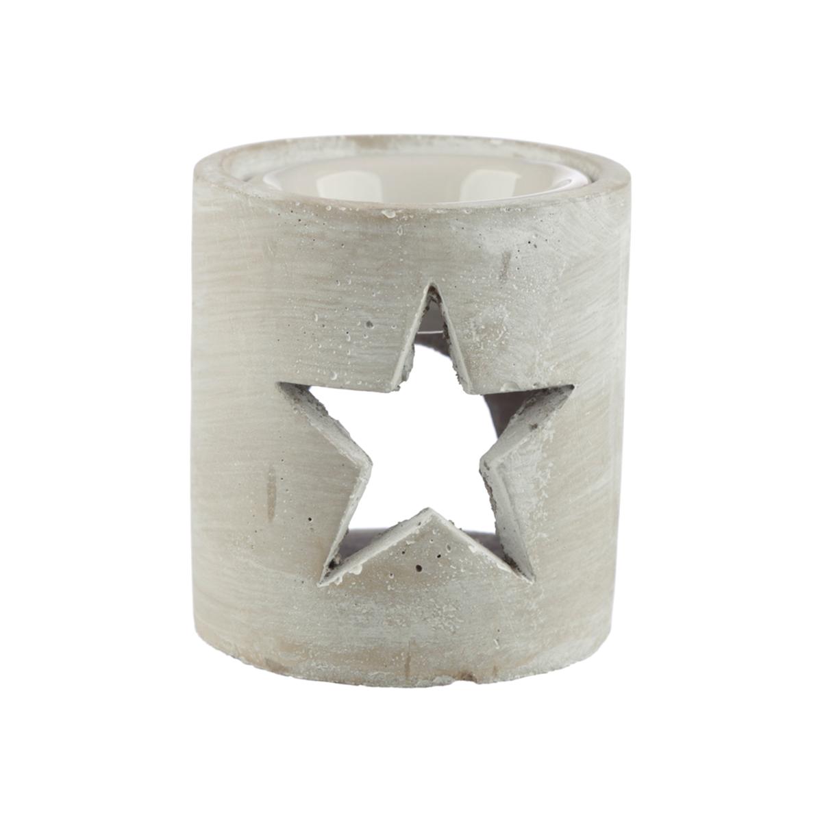 Concrete and Ceramic Eden Oil Burner - Grey Christmas Star Cut-Out - Grey