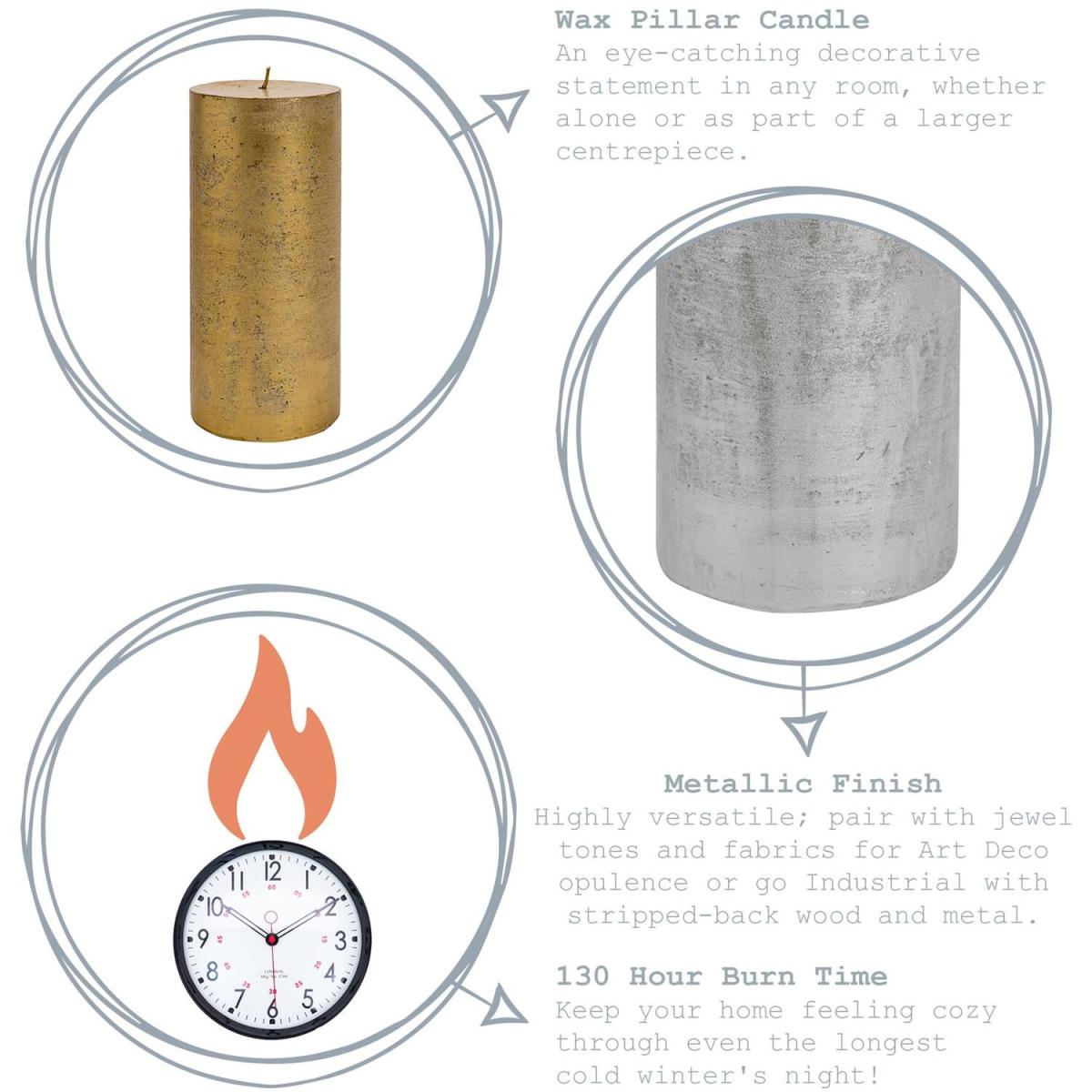Metallic Pillar Candle 130 Hours - Gold – image 4