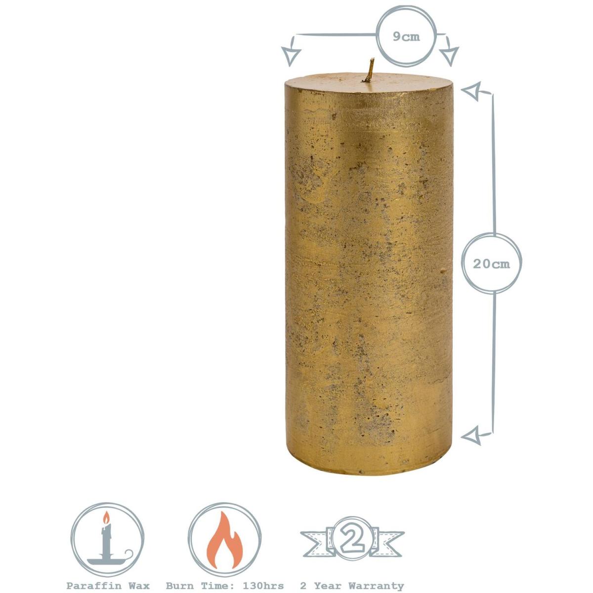 Metallic Pillar Candle 130 Hours - Gold – image 5