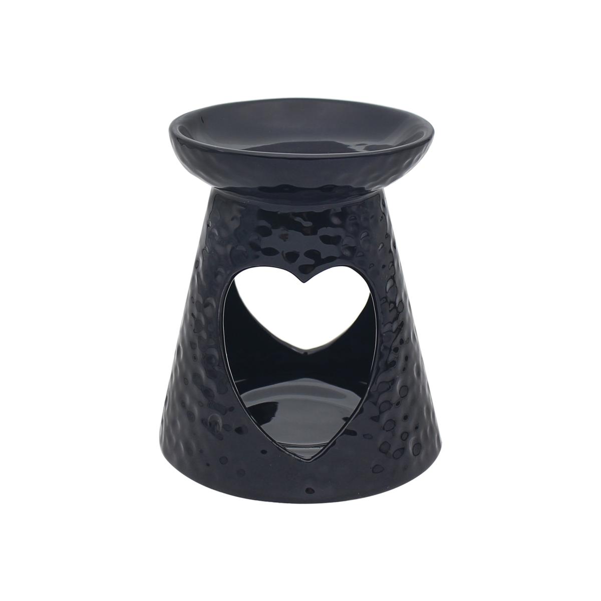 Heart Cut Out Oil Wax Burner - Black