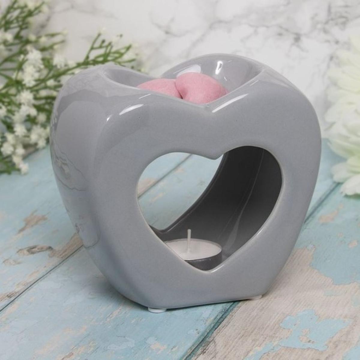 Heart Shape Wax Oil Burner - Grey