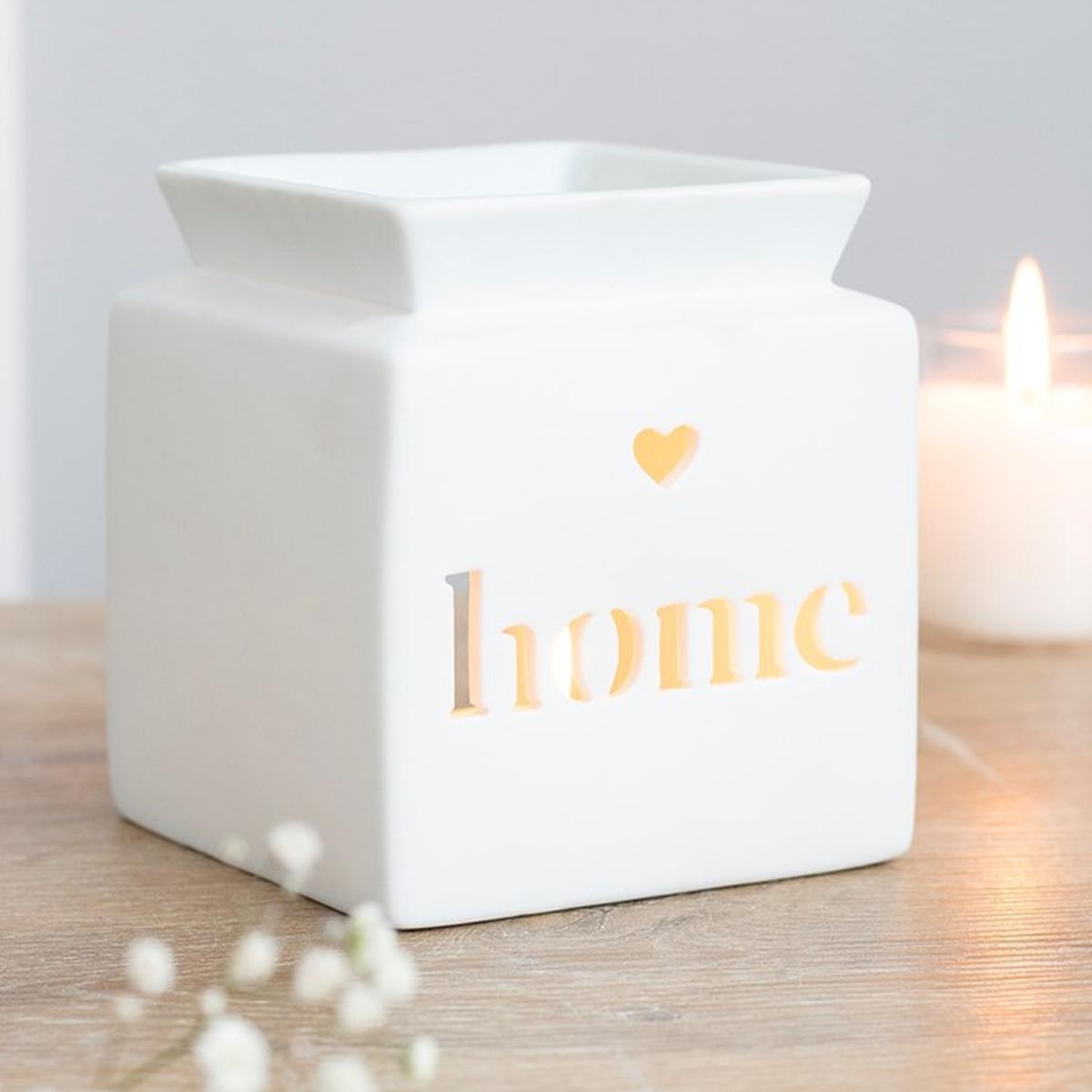 Cute Ceramic Home Cut Out Oil Burner with Soft Light - White
