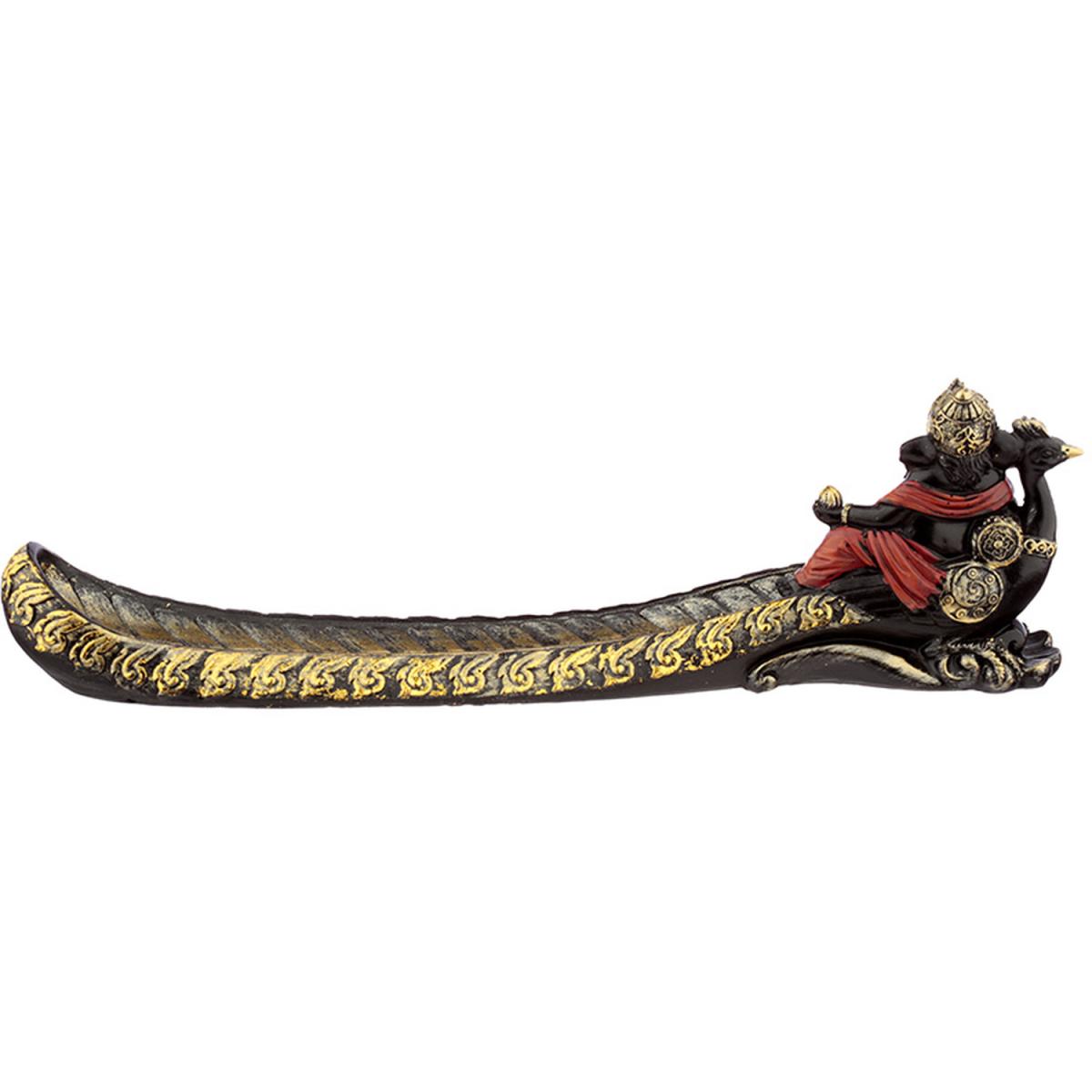 Ganesh Incense Burner Ashcatcher - Gold and Black Peacock - Grey – image 2