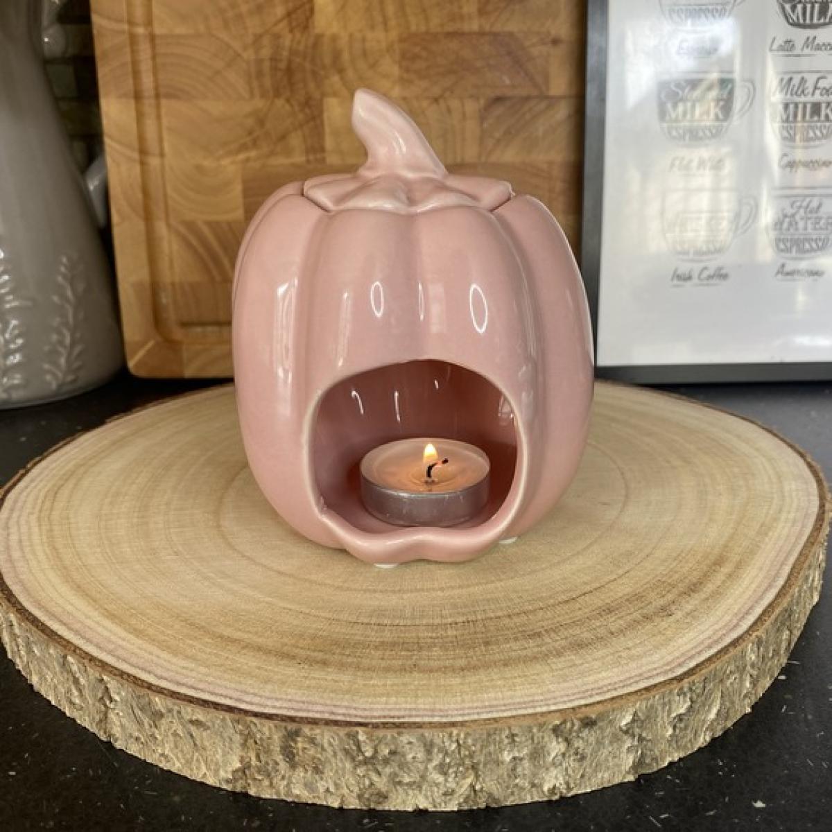 Pink Ceramic Pumpkin Wax Burner - Pink