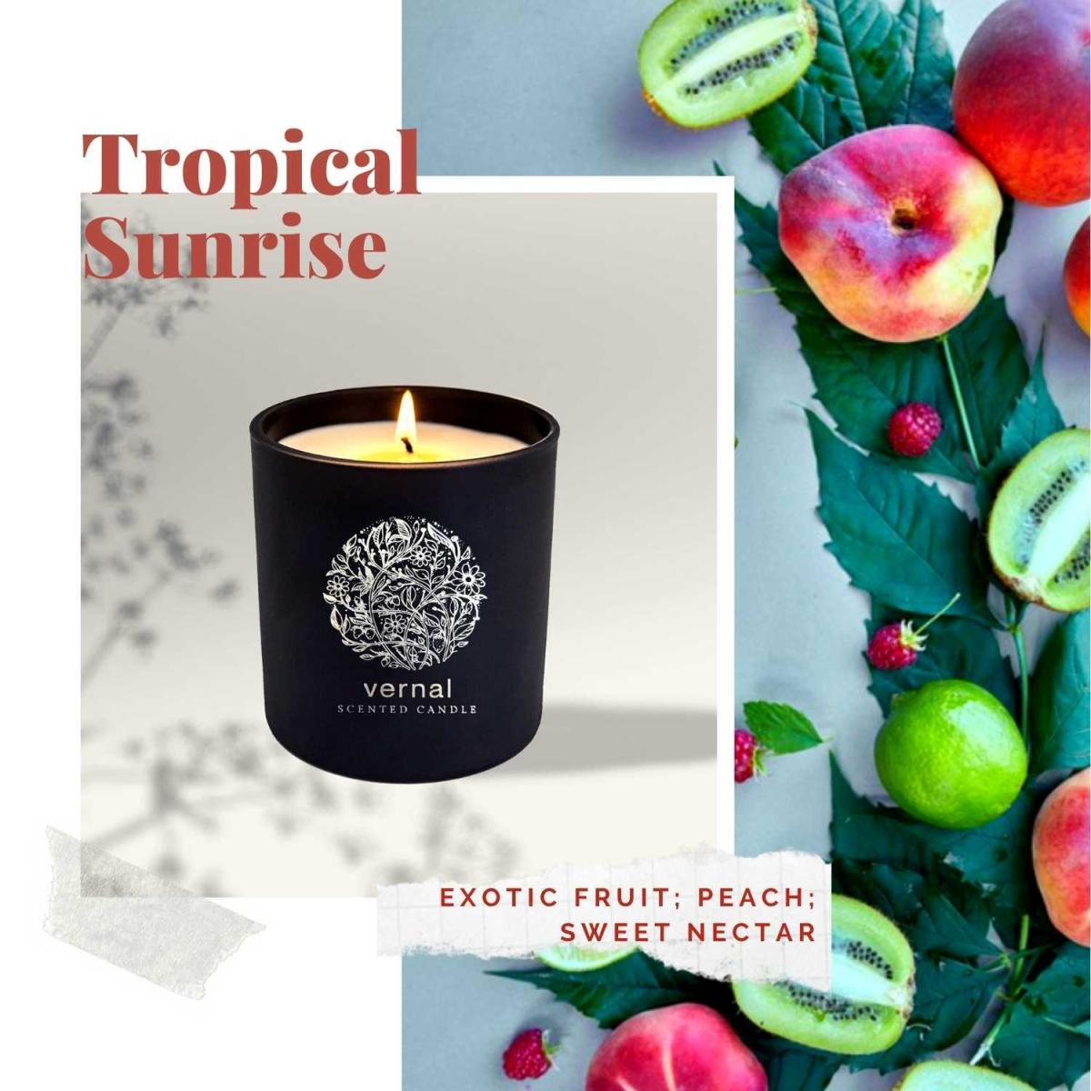 Vernal Tropical Sunrise Scented Candle - Peach & Sweet Nectar - Black – image 2
