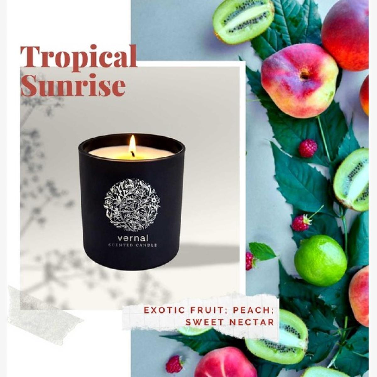 Vernal Tropical Sunrise Scented Candle - Peach & Sweet Nectar - Black – image 1