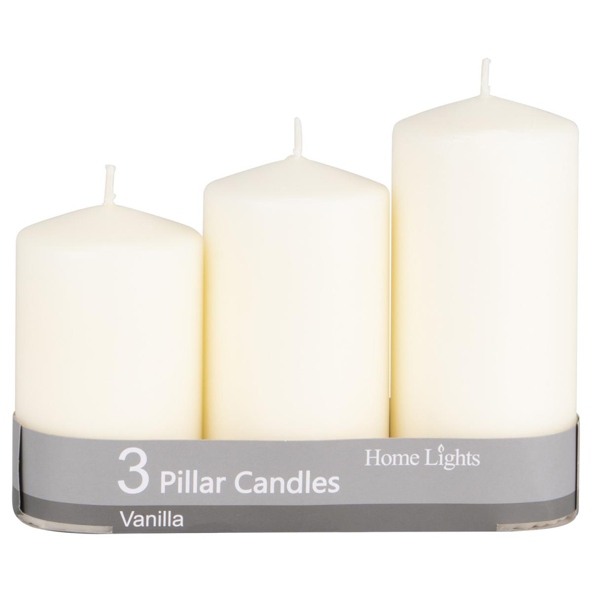 Pack of 3 Vanilla Scented Pillar Candles – image 3