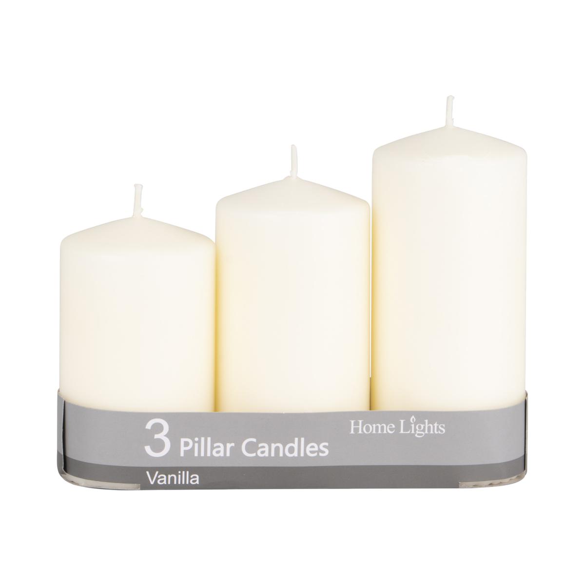 Pack of 3 Vanilla Scented Pillar Candles – image 1