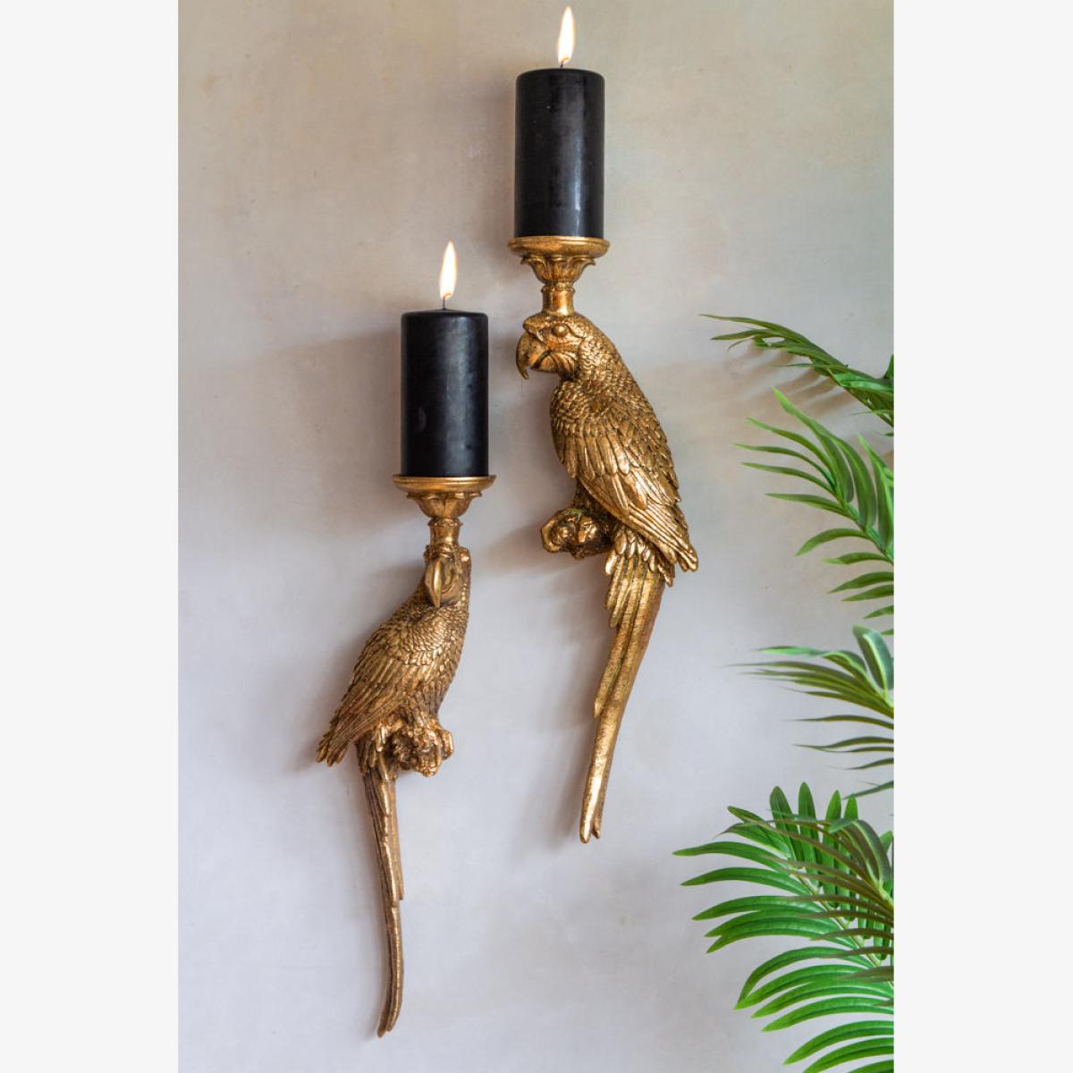 Set Of 2 Golden Macaw Parrot Candle Holders - Left & Right – image 1
