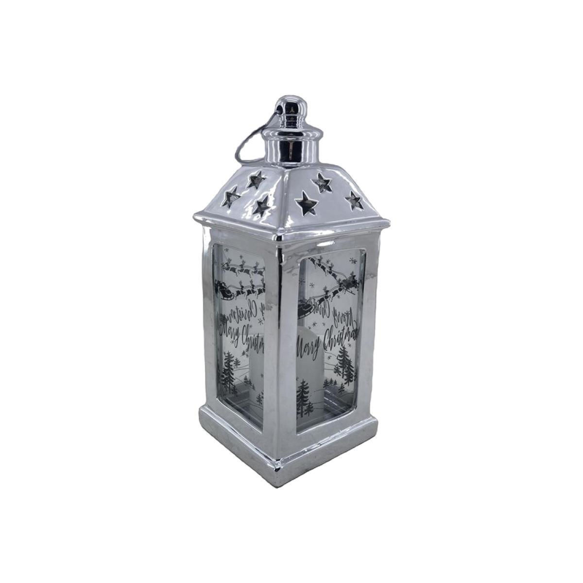 Chrome Christmas LED Candle Lantern – image 1