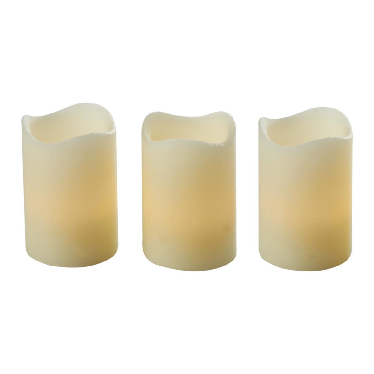Pack of 3 Flickering LED Candles - Cream – image 2