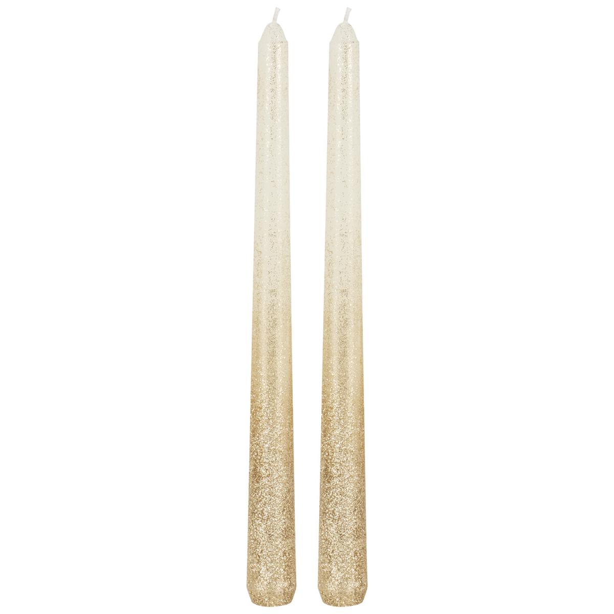 Pack of 2 Glittered Ombre Taper Candles – image 2