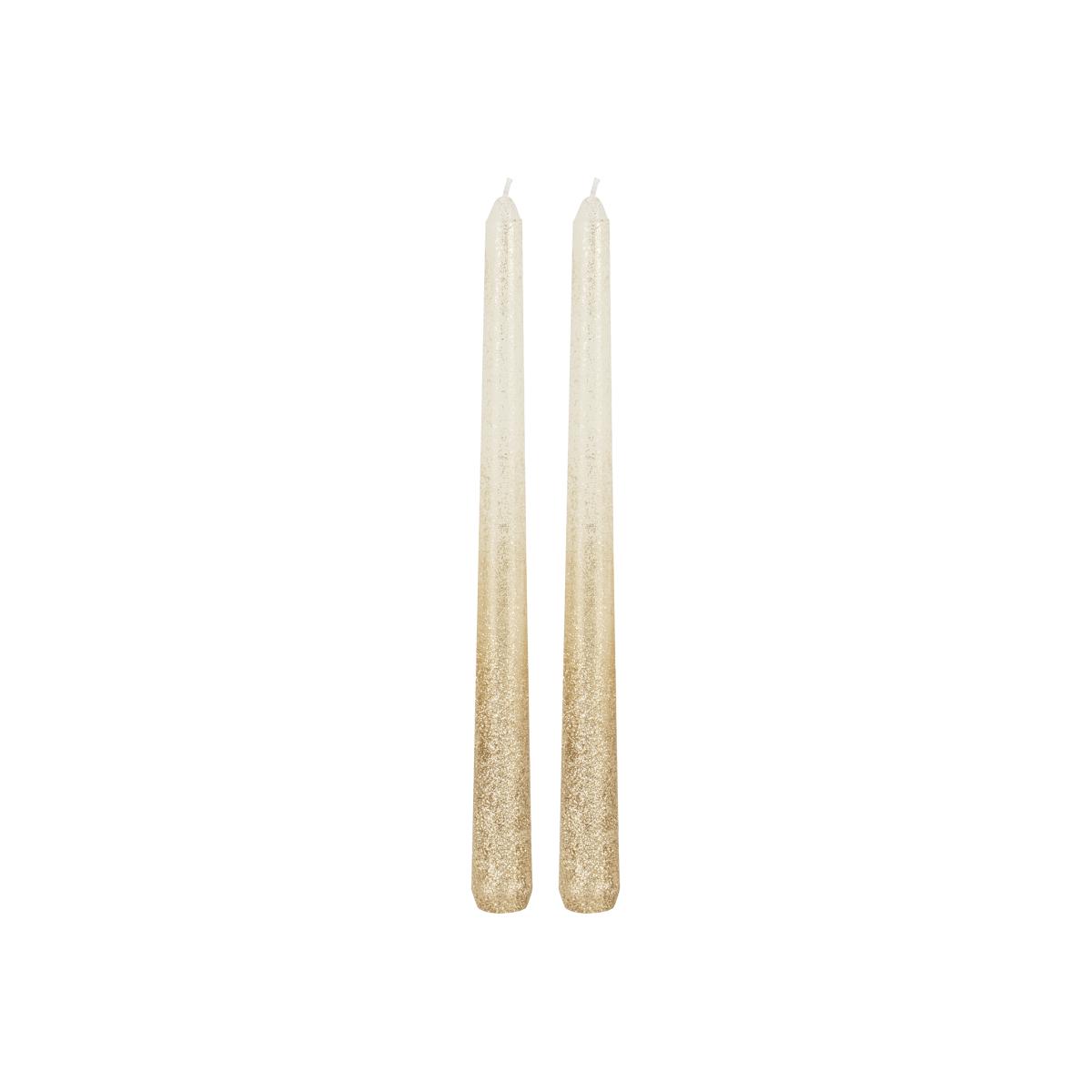 Pack of 2 Glittered Ombre Taper Candles – image 1