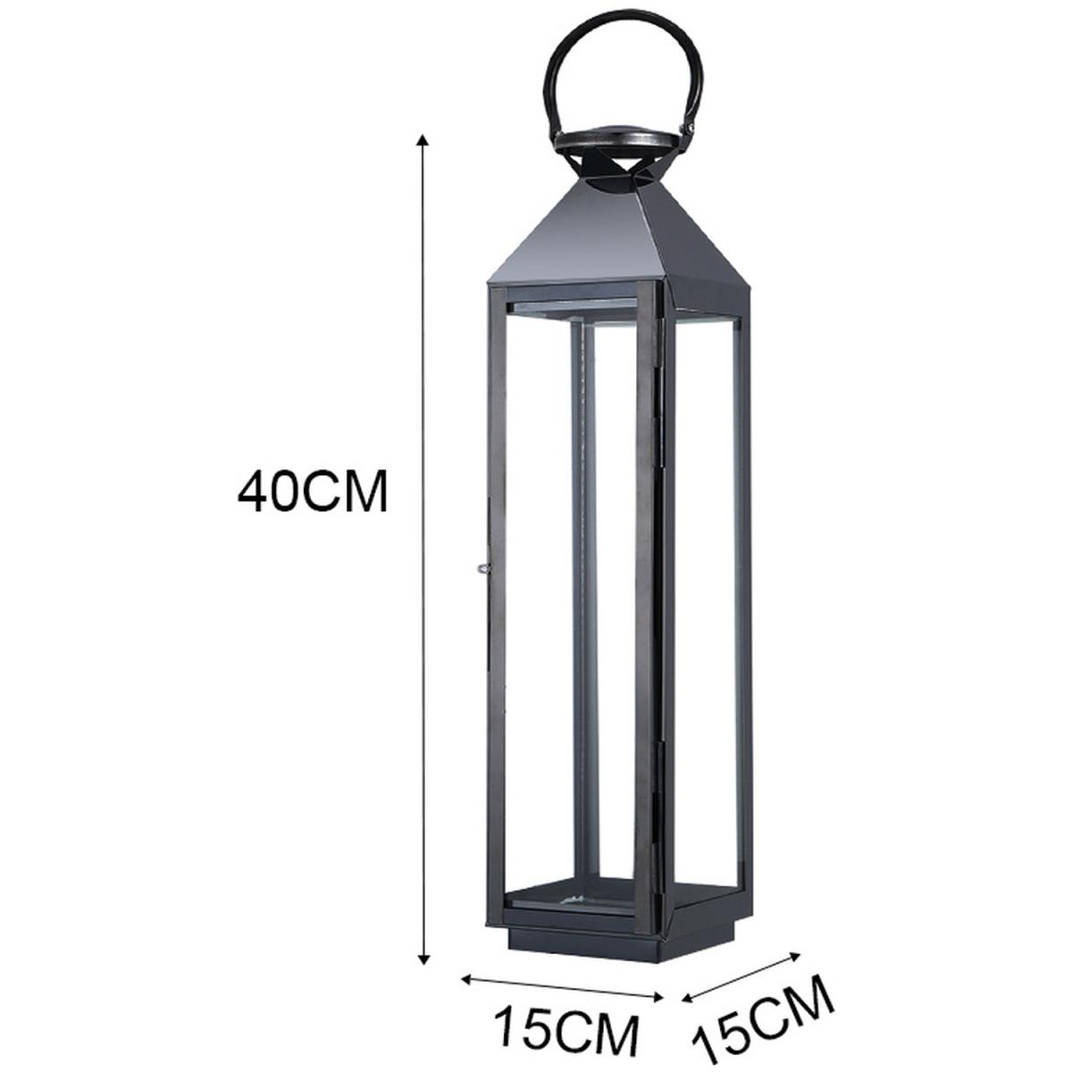 Set of 2 Hurricane Candle Holders Floor Lantern - Black – image 2