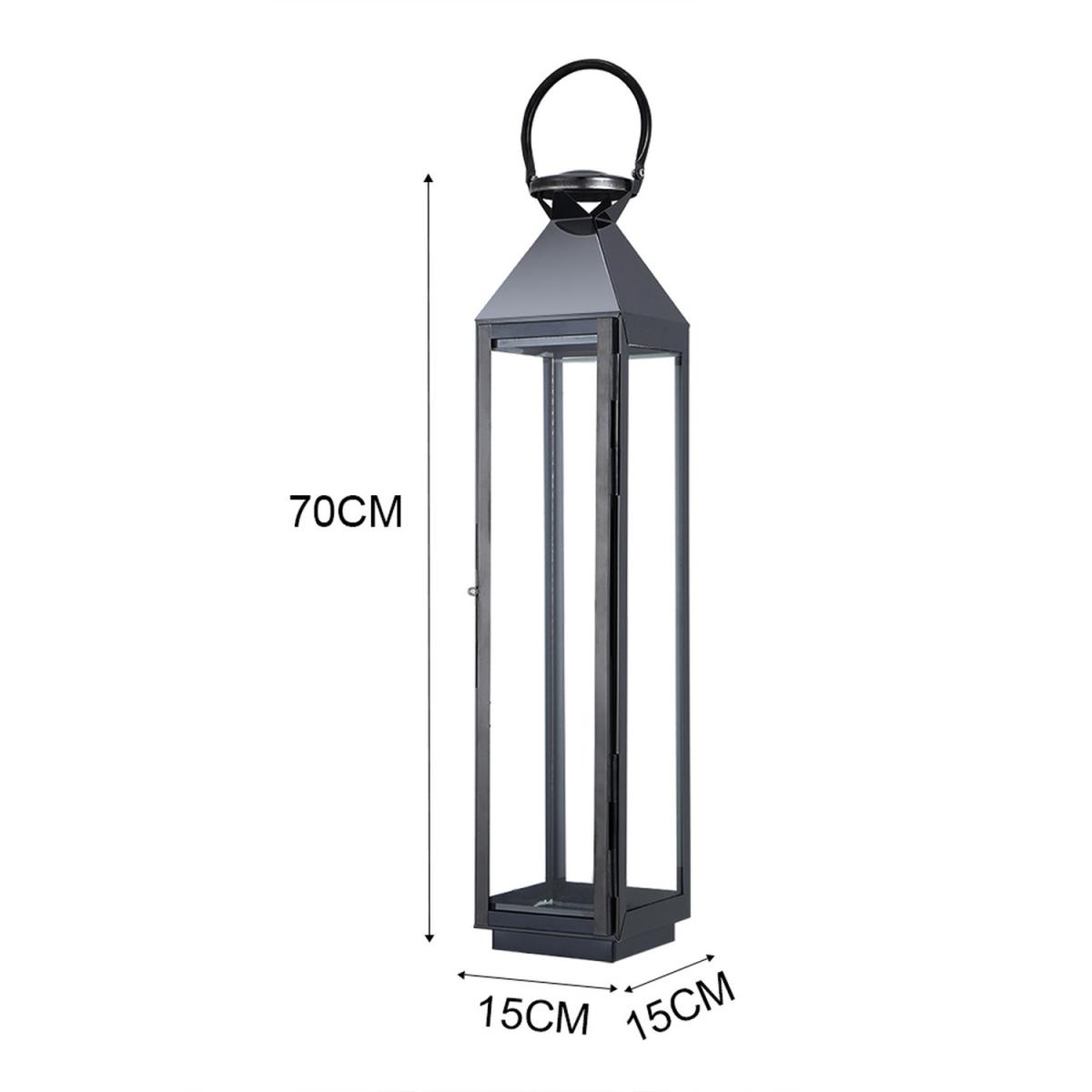 Set of 2 Hurricane Candle Holders Floor Lantern - Black – image 3