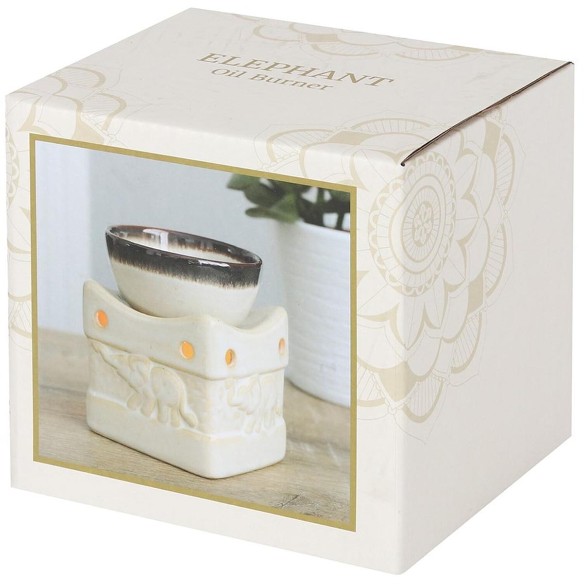 Elephant Design Oil, Wax Burner - Cream and Green – image 2